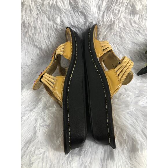 Alegria Women Pisa Beaded Leather Sandals 37 Slide Wedge Flip Flops - Picture 4 of 6